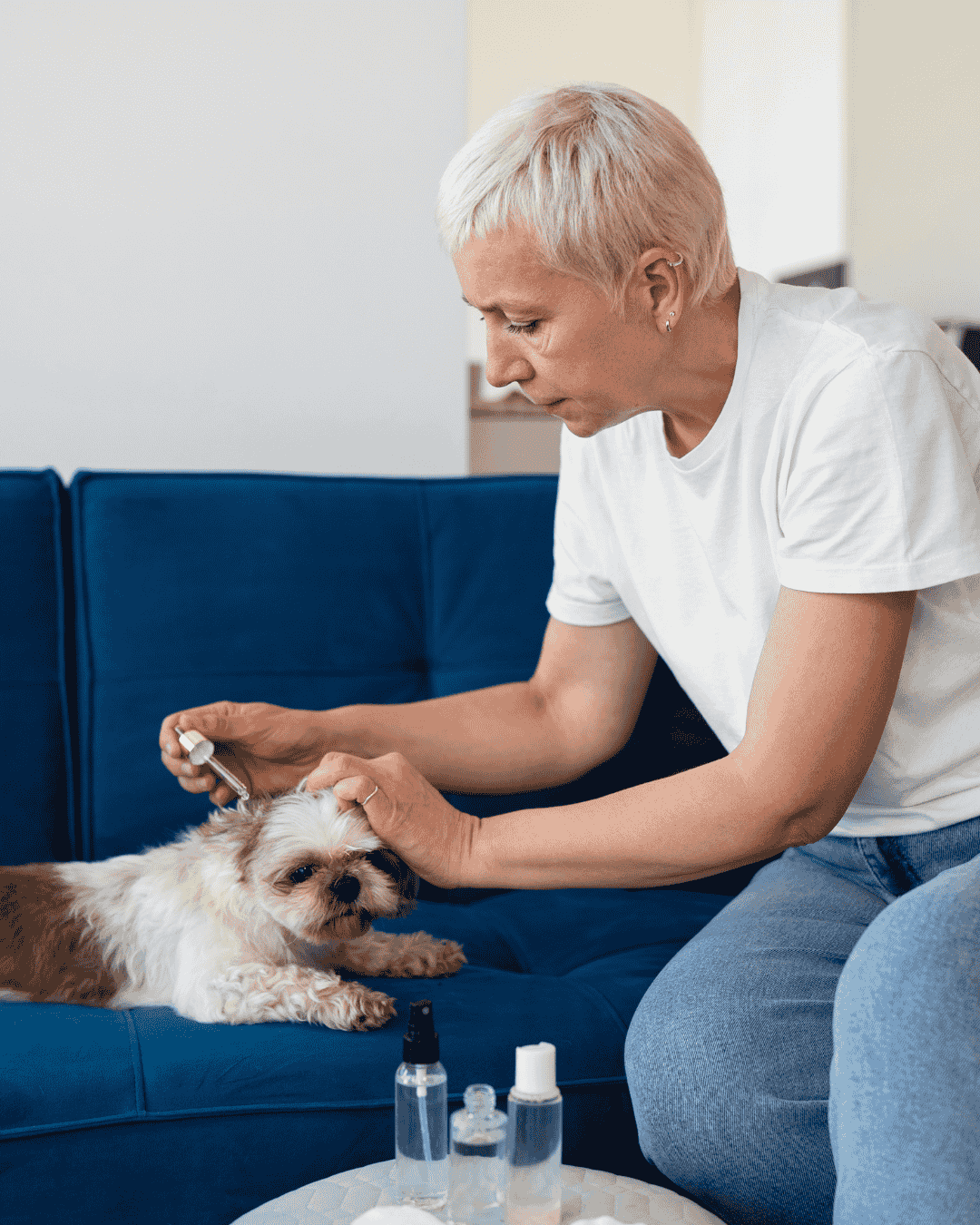 Dog getting skin treatment at PawBasic in Mississauga